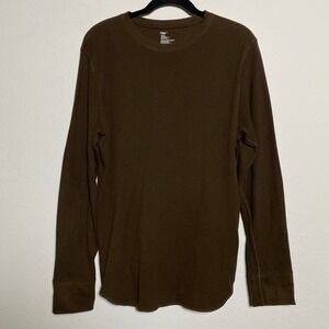 Gap Brown Long Sleeve‎ Thermal Shirt Mens Large Minimalist Casual Normcore Comfy